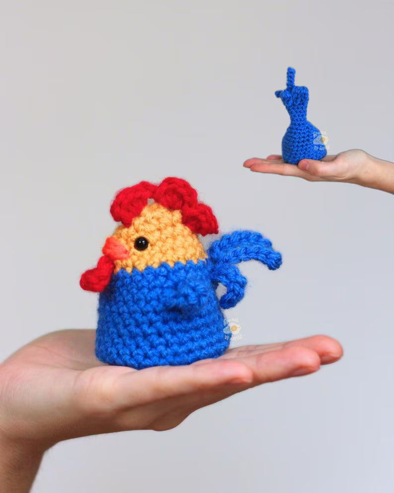 PATTERN BUNDLE Rooster/Hen/Chick version of the Flip, the bird, Crochet Pattern
