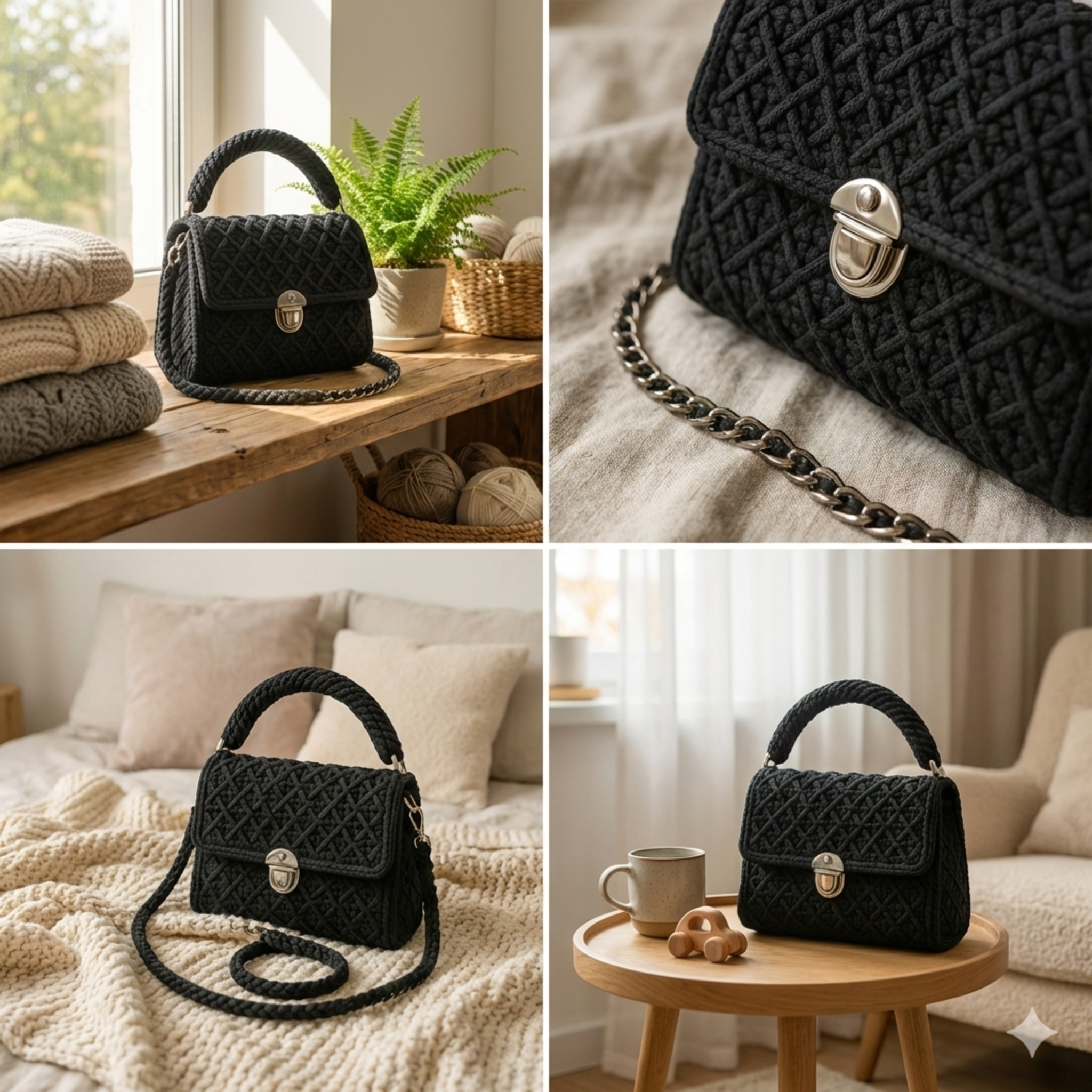 Crochet Bag Pattern: Elegant T-Shirt Yarn Purse with Flower (PDF Pattern)