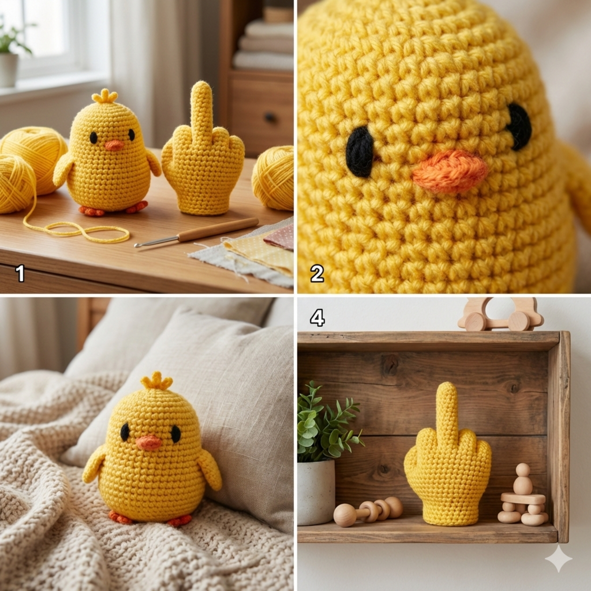 PATTERN BUNDLE Rooster/Hen/Chick version of the Flip, the bird, Crochet Pattern