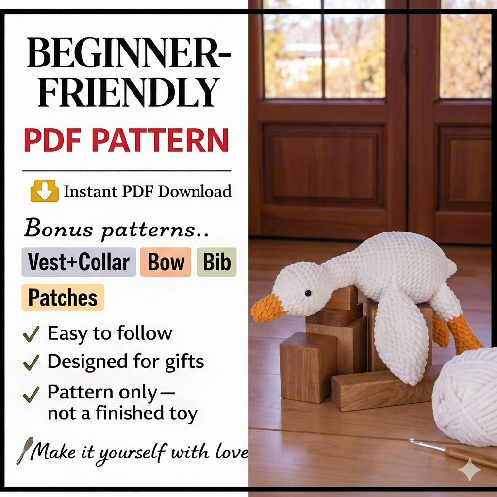 No-Sew Little Goose Amigurumi Crochet Pattern – Easy PDF