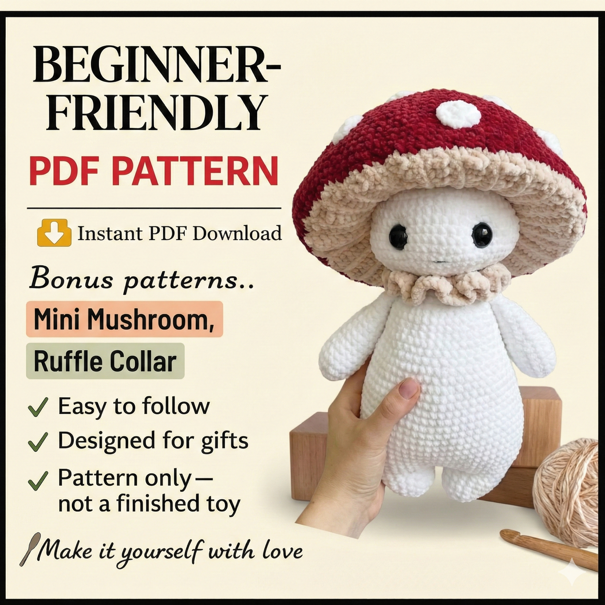 Mushroom guy - critter stitch crochet pattern / amigurumi